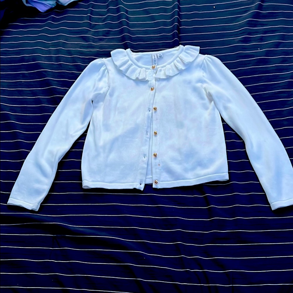Elegant White Kids Ruffle Collar Shirt